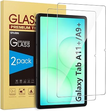 SPARIN 2 Pack Screen Protector for Samsung Galaxy Tab A11 Plus A11+ 2025 / Tab A9 Plus A9+ 2023 11 Inch, Tempered Glass 9H Hardness, Case Friendly, HD Clear