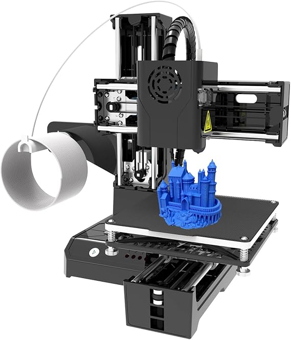 3D Printer Mini Desktop Printing Machine 100x100x100mm Print Size Removable Platform One-Key Printing with TF Card PLA Sample Filament for Beginners Household Education
