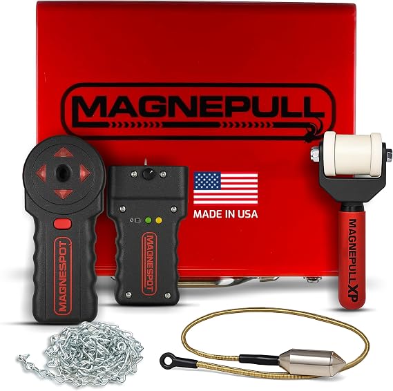 XP1000-MC-XR-1 Magnetic Wire Puller for Electrical Tools W/Flexible Steel Leader & Magnespot Reference Point Locator for Locating Drill Spots Through Walls or Floors