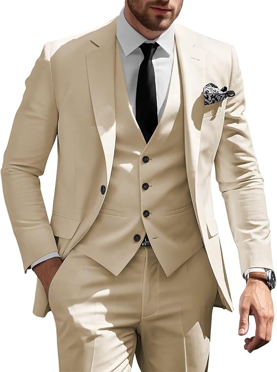 Men's 3 Piece Suits Slim Fit Wedding Suit for Men Formal Business Prom Suits
