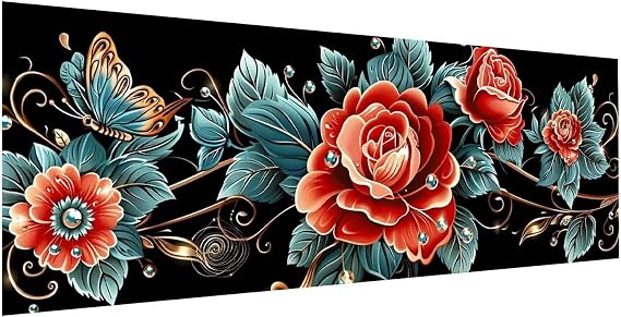 Diamond Painting Flowers Diamond Art Large 180x60cm,DIY 5D Diamond Art Kits Adults,Butterfly Diamond Painting Kit,Full Square Drill Rhinestone Embroidery Cross Stitch Crystal Art,Home Wall Decor YF-23