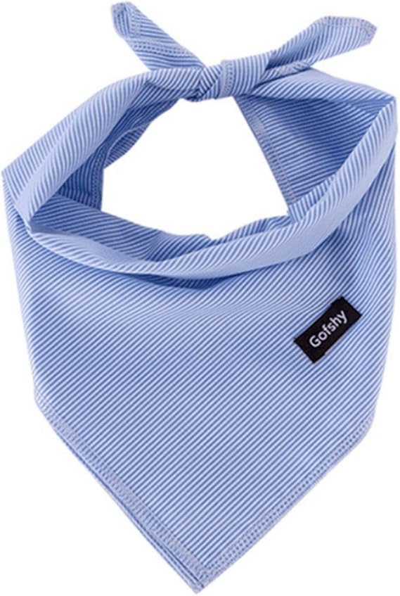 Boy Dog Bandanas Blue Cotton, Stripes Printing Scarf Small 1PCS