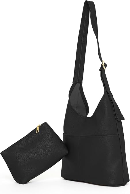 Slouchy Hobo Bags for Women - Soft Vegan Leather Large Tote Handbag with Coin Purse, Trendy Crossbody Shoulder Bag for Work