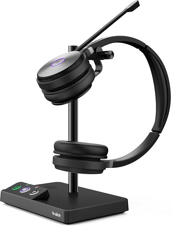 Yealink WH62 Duo Teams Wireless Noise Canceling Headset - Headset Connects and Works with USB Enabled Desk Phones, Computers and Softphones.