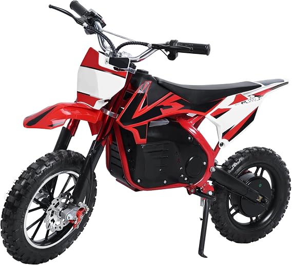 Mini Motorcycle-Dirt Bike, Kids Electric Motocross Bike, Off Road Mini Motorcycle, Electric Pocket Motorbike with 36V 500W Motor, 10 Inches Wheels, 25KM/H High Speed Chain Red Black US Plug