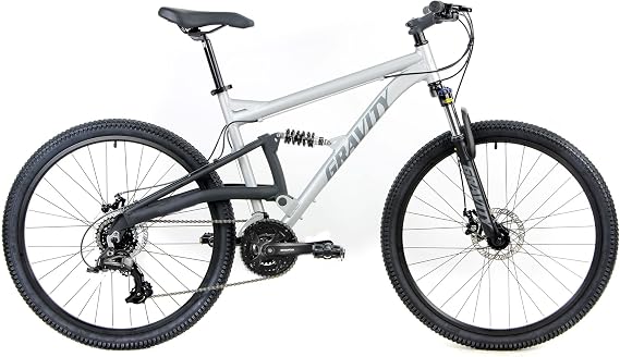 Gravity FSX 29DLX 24 Dual Suspension Mountain Bike with Disc Brakes Matt Ti Gray (21 inch = XL fits* 6'2" to 6'5")