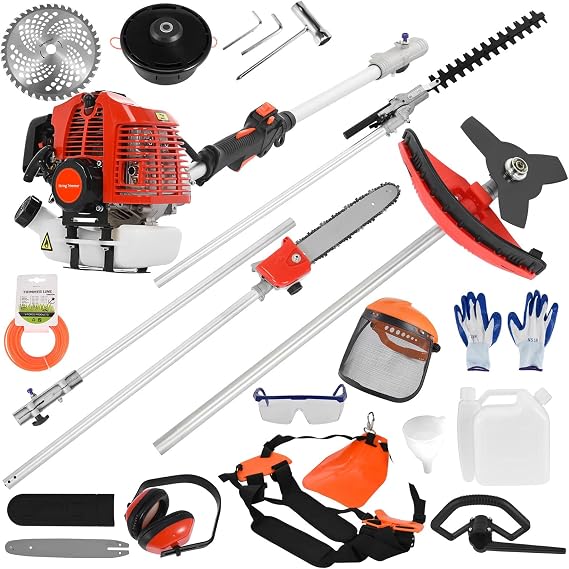 5-in-1 Weed Eater Gas Powered - 52cc 2-Cycle Pole Saw Hedge Trimmer Combo
