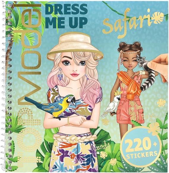 Depesche 13831 TOPModel Dress Me Up Sticker Book Safari with 24 Pages Animal Model Motifs to Design Yourself Includes 11 Sticker Sheets