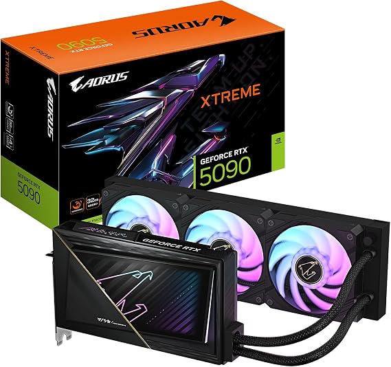 GIGABYTE AORUS GeForce RTX 5090 Xtreme WATERFORCE 32G Graphics Card, WATERFORCE All-in-one Cooling System, 32GB 512-bit GDDR7, GV-N5090AORUSX W-32GD Video Card