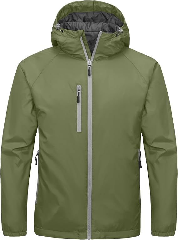 Little Donkey Andy Men's Insulated Winter Jacket Lightweight Waterproof Coat with Hood for Hiking Walking Travel