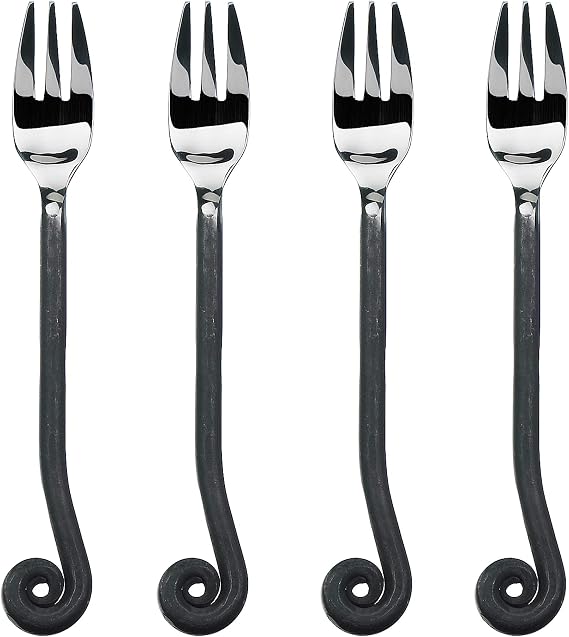 Gourmet Settings - 4-Piece Cocktail Forks Set - Treble Clef Collection - Polished/Matte Stainless Steel Silverware - Appetizer/Dessert/Seafood/Fruit Fork - 5.5 Inches - Dishwasher Safe (34-911)