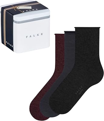 FALKE Womens Happy Box 3-Pack Socks, Cotton, Crew Length, Soft Trouser Socks, Lightweight, Trendy Work Clothing