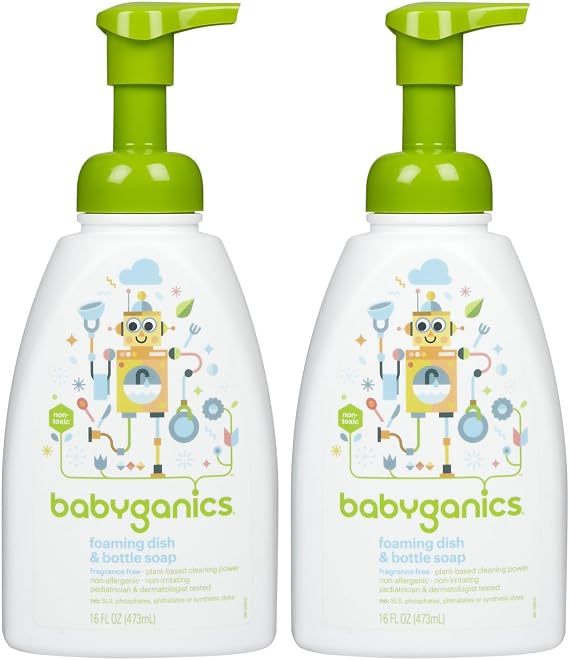 Babyganics Foaming Dish & Bottle Soap - Fragrance Free - 16 oz - 2 pk