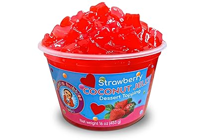 Premium HEART STRAWBERRY Coconut Jelly Dessert Topping by Buddha Bubbles Boba