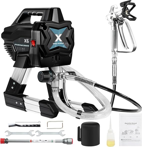 2900PSI Airless Paint Sprayer, 650W 7/8HP High Efficiency Airless Sprayer,0.24GPM Electric Paint Sprayer with Rod & Kits, Indoor/Outdoor DIY to Industrial Spraying