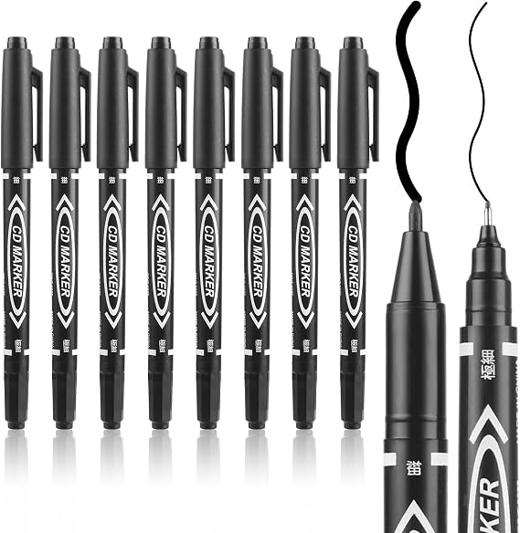 YUXIANLB Black Markers for Drawing, 10 Pack Dual Tip Brush Pens Permanent Marker Set for Art Drawing Sketching Writing Dooding Marking