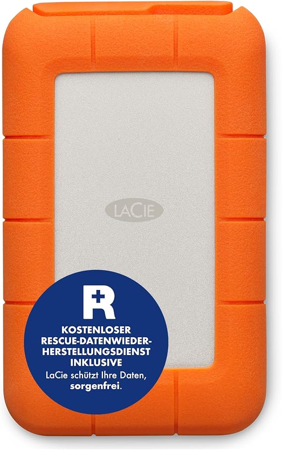 LaCie Rugged USB-C, 1TB, Portable External Hard Drive, Drop, Shock, Dust, Rain Resistant, for Mac & PC (STFR1000800)
