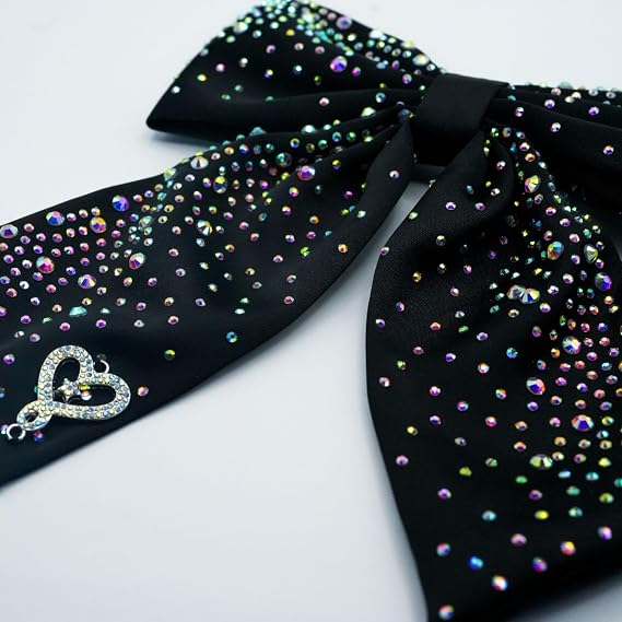 JoJo Siwa Joelle I'm Still Dancin' Black Rhinestone Hair Bow, AB Crystal Sparkle, with Exclusive Charm