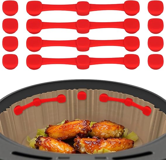 Air Fryer Magnets for Parchment Paper, Upgraded Powerful Magnetic Silicone Buckle for Holding Down Parchment Paper Liners, Lock Disposable Liners Safely and Prevent Paper to Burn