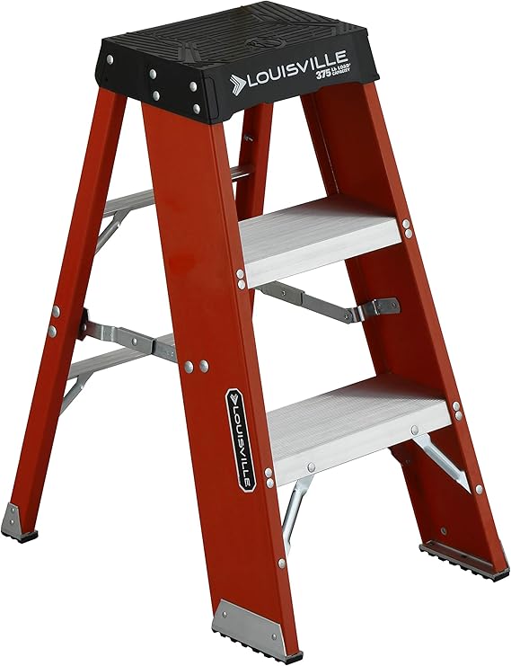 Louisville Ladder 2-Foot Fiberglass Step Stool Industrial, 375-Pound Load Capacity, Type IAA, FY8003