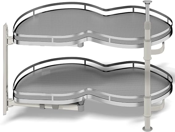 Blind Corner Cabinet Pull Out Organizer, Soft Close Swing Left Pull Out Cabinet Organizer 30inch, Corner Cabinet Lazy Susan for Cabinet Blind Shelf, 2 Tiers Tray, Adjustable Height