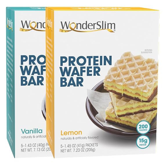 Wonderslim Protein Wafer Snack Bar Bundle,Vanilla & Lemon