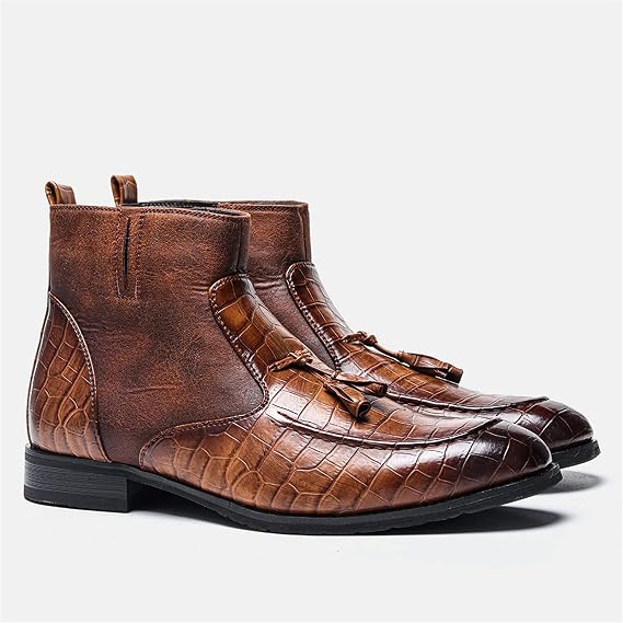 Mens Boots Men's leather boots comfortable ankle boots men's winter boots(46)