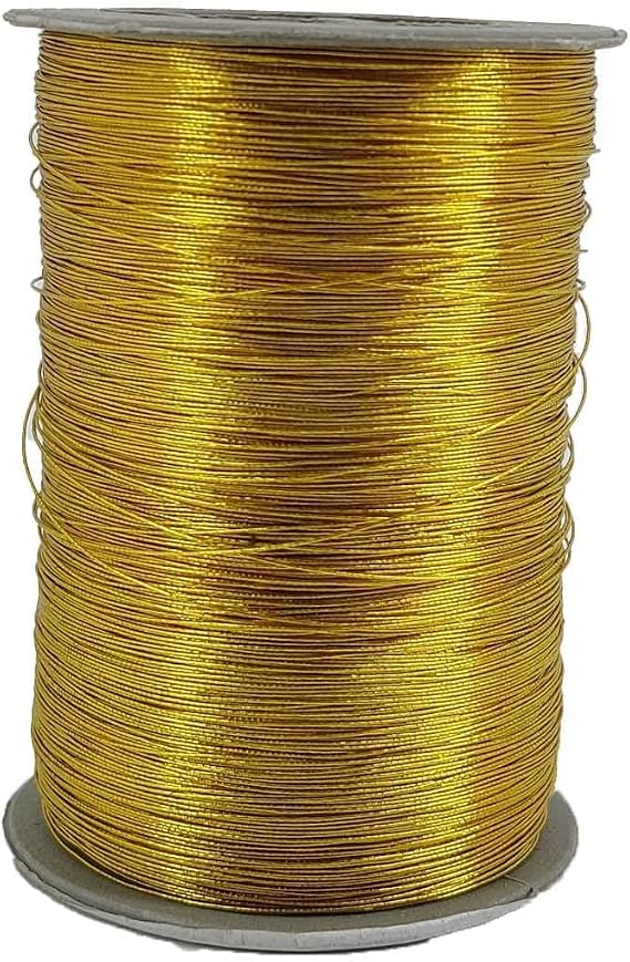 Zari Metallic Threads 0.1 MM (1 Roll) Gold Color for Aari Work Embroidery Sewing Garment Needlework Crafts