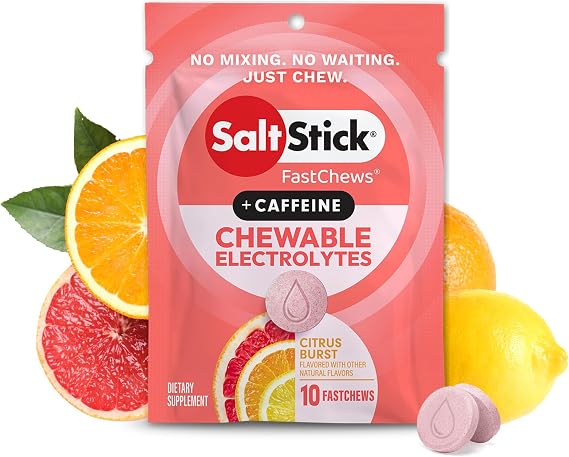 SaltStick Fastchews, Electrolyte Replacement Tablets for Rehydration, Exercise Recovery, Youth & Adult Athletes, Hiking & Sports Recovery, 1 x Packet of 10 Tablets (Citrus Burst)