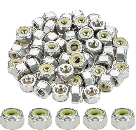 60 Pieces 5/16"-18 Nylon Insert Hex Lock Nuts, 304 Stainless Steel