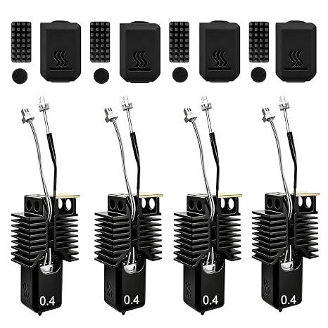 4Pcs 0.4MM U1 Hotend for Snapmaker U1 Extruder, 24V 48W Fast Heating Ceramic Hot End with Hardened Steel Nozzle, Leak-Proof Integrated Design, Replacement Hotend for Sanpmaker U1 3D Printer Parts