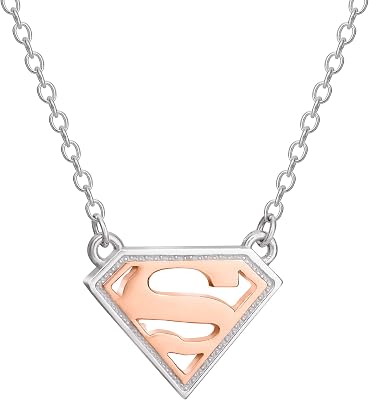DC Comics Offically Licensed Jewelry for Women and Superman Superhero Logo Sterling Silver Pendant Necklace, 18” Chain