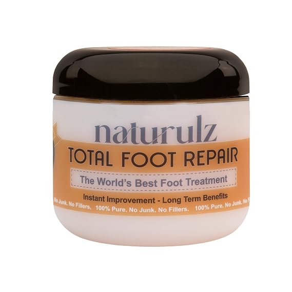 Naturulz Total Foot Repair 4oz Intensive Moisture Foot Cream for Extremely Dry, Rough Skin & Cracked Heels and Feet- Moisture Barrier Repair for Knees, Elbows & Hands Formulated for Sensative Skin