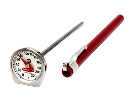 Rubbermaid Commercial Products FoodMeat Instant Read Thermometer, Pocket Size, Dishwasher Safe, Red, For MeatFood Cooking and GrillingOven