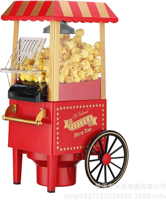 Hot Air Popcorn Machine, Mini Popcorn Maker, 1200W Home Electric Popcorn Popper with Measuring Scoop, Healthy Oil-Free for Birthday Party Home or Christmas