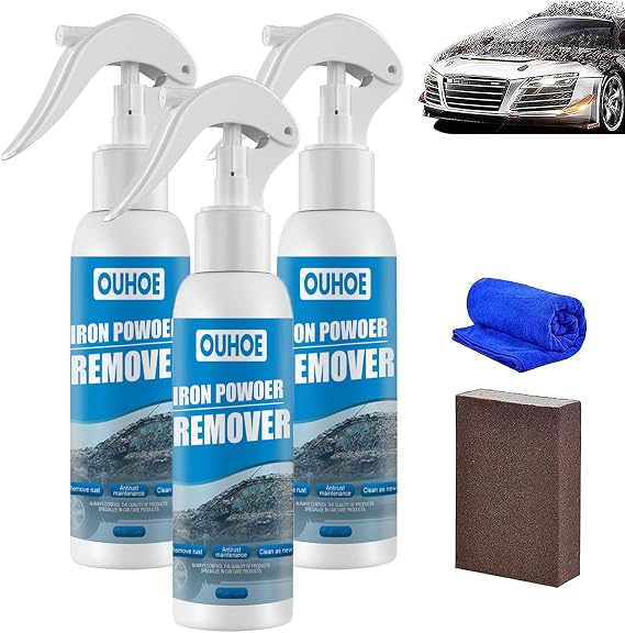 Car Rust Removal Spray, Iron Power Remover, Multi-Functional Quick-Acting Rust Removal Spray, Car Iron Remover Spray for Car (3pcs-30ml)