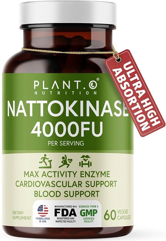 Nattokinase Supplement with Max Enzyme Support - 60 caps | 4,000 FU Per Serving Premium Nattokinase Formula for Heart Health Support Made in USA