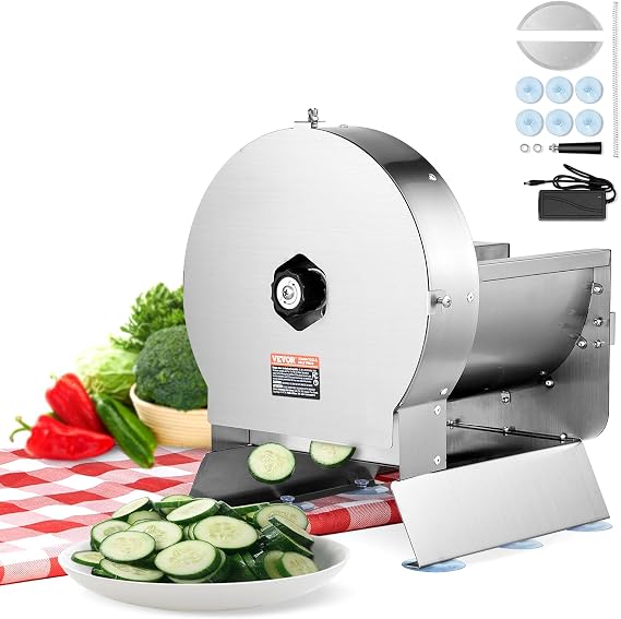 VEVOR Electric Vegetable Slicer 0-12mm Thickness Adjustable Commercial Slicer Manual Stainless Steel Food Slicer Slicer for Potatoes Lemons Tomatoes Apples