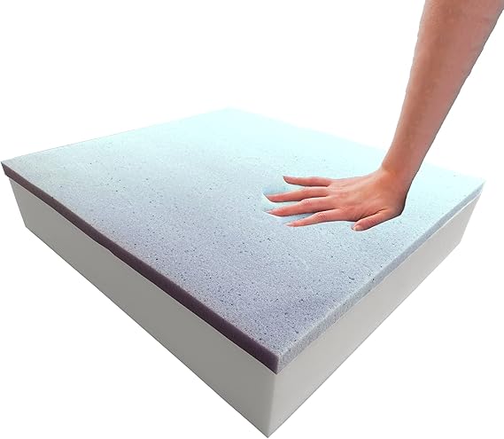 Foamma 4" x 24" x 24" Gel Memory Foam with High-Density Base, Cooling Pressure Relief, Cushion Filler for Couches and Chairs, Memory Foam Pad for Furniture Stuffing