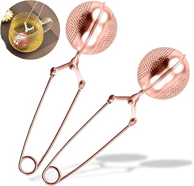 2 Pcs Snap Ball Tea Infuser For Loose Leaf Tea, Rose Gold Stainless Steel Tea Ball Strainer Infuser