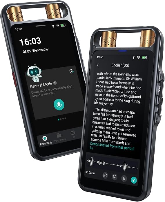 AI Voice Recorder with Playback Digital Voice Recorder with AI Transcription Overview Translation 64GB Full Touch Screen Recorder Device for Meetings Lectures Interviews