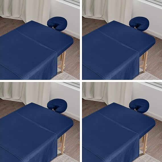 Massage Table Sheets 4 Pack 3 Piece, Microfiber Massage Sheet Set, Blue