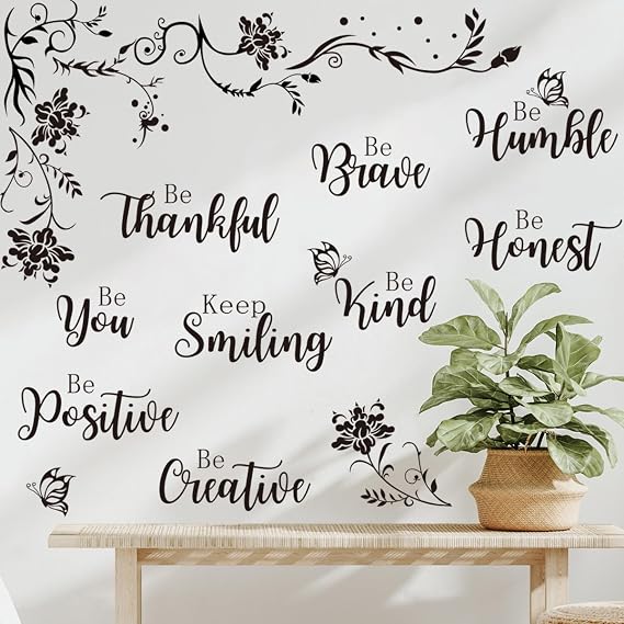 Runtoo Large Inspirational Quotes Wall Art Decals Black Motivational Saying Wall Stickers for Living Room Bedroom Office Lettering Decor