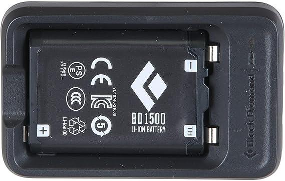 BLACK DIAMOND BD 1500 Battery & Charger | Rechargeable Headlamp Battery Pack | USB-C Charging Cradle | Reliable Backup Power