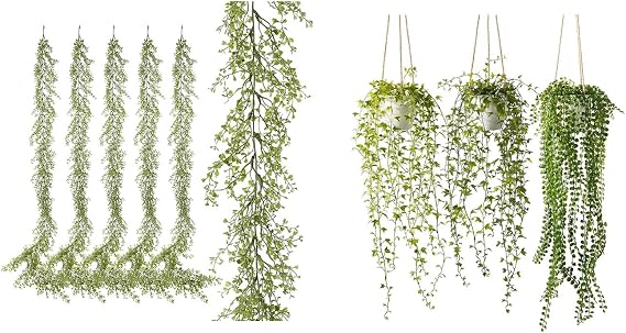 6 Garland & 3 Potted Vine Bundle: Artificial Greenery for Home Decor