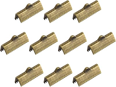 uxcell 100Pcs Ribbon Crimp Clamp Ends, 16mm Bookmark Pinch Cord End Clasps for DIY Craft Making, Bronze Tone