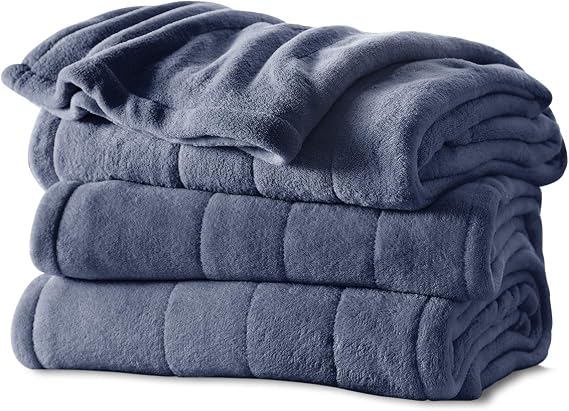 Sunbeam Microplush Heated Blanket, Queen, Heritage Blue