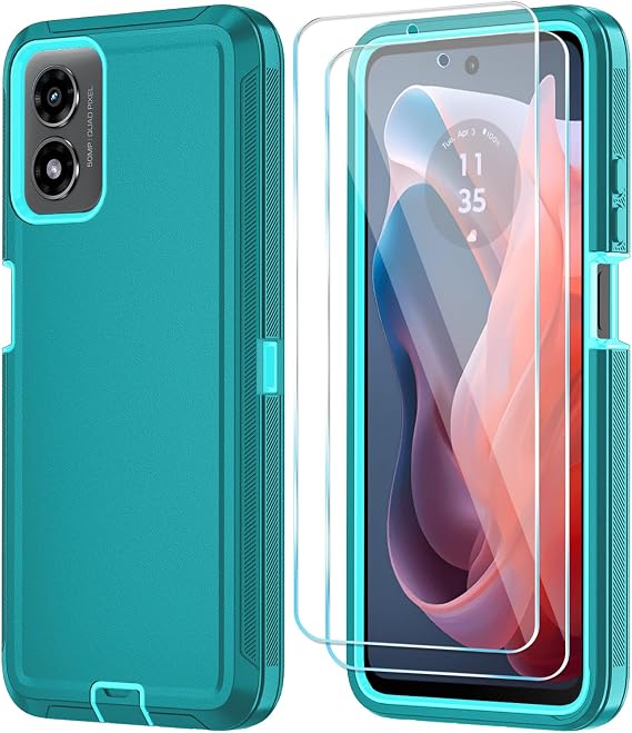 Qinmay for Motorola Moto G Play 2024 Case, 3-Layer Cover, LakeSkyBlue