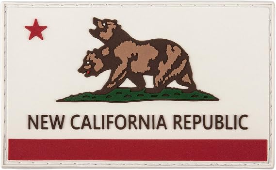 New California Republic Flag PVC Patch - Hook and Loop, 3.5 x 2.5 inches
