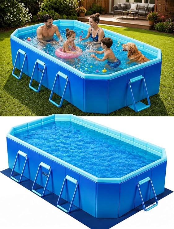 Foldable Pool for Adults with Ground Cloth 115"65"22"